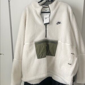 Nike White Fleece with Olive Pocket, New with tags